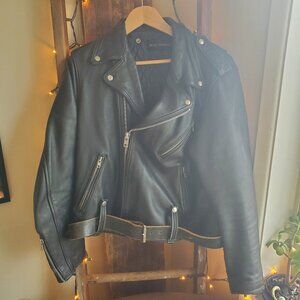 Harley Davidson Black Leather Motorcycle Jacket Men's Size 44 Reg